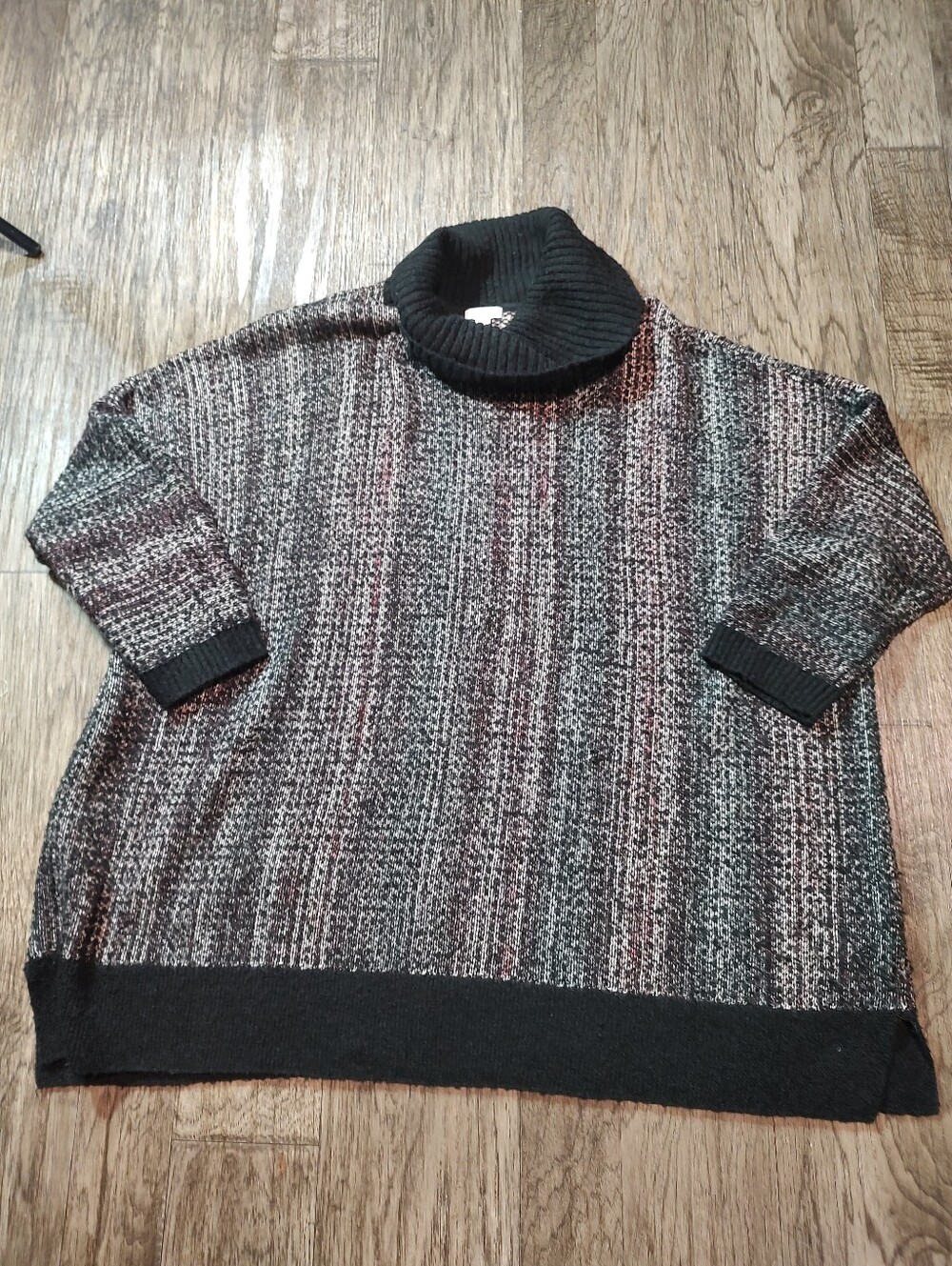 Pure Jill Women's Marled Turtleneck Sweater - Black & Gray Size 3X Cotton Blend